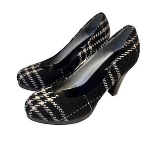 Candies  Jesina Plaid Black Pump Heels Shoes Size 8M